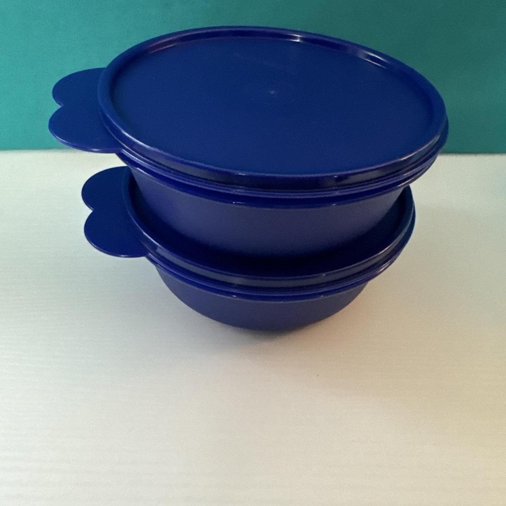 Tupperware Modular Round Bowl Containers 2.5 cup / 630ml Set of 2 Blue New